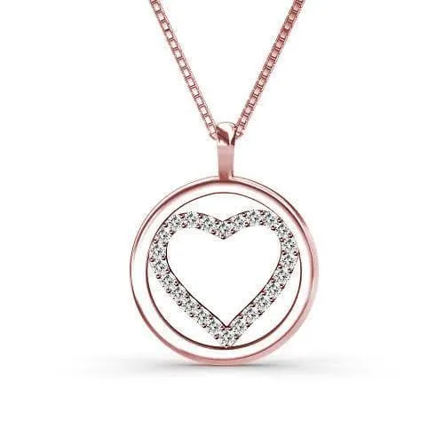 0.25 CT Round Cut Diamonds - Heart Pendant