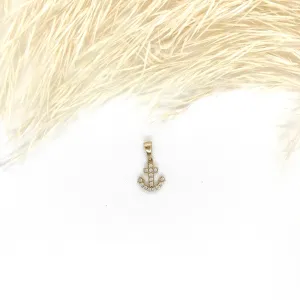 10k Gold Anchor with CZ Pendant