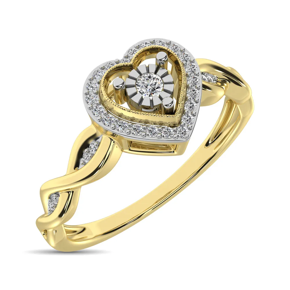 10K Yellow Gold Diamond 1/10 Ct.Tw. Heart Ring