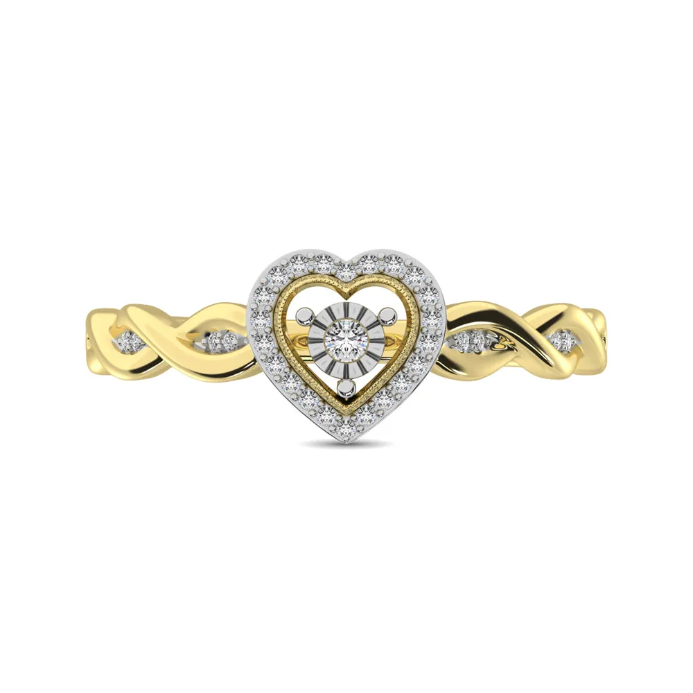 10K Yellow Gold Diamond 1/10 Ct.Tw. Heart Ring