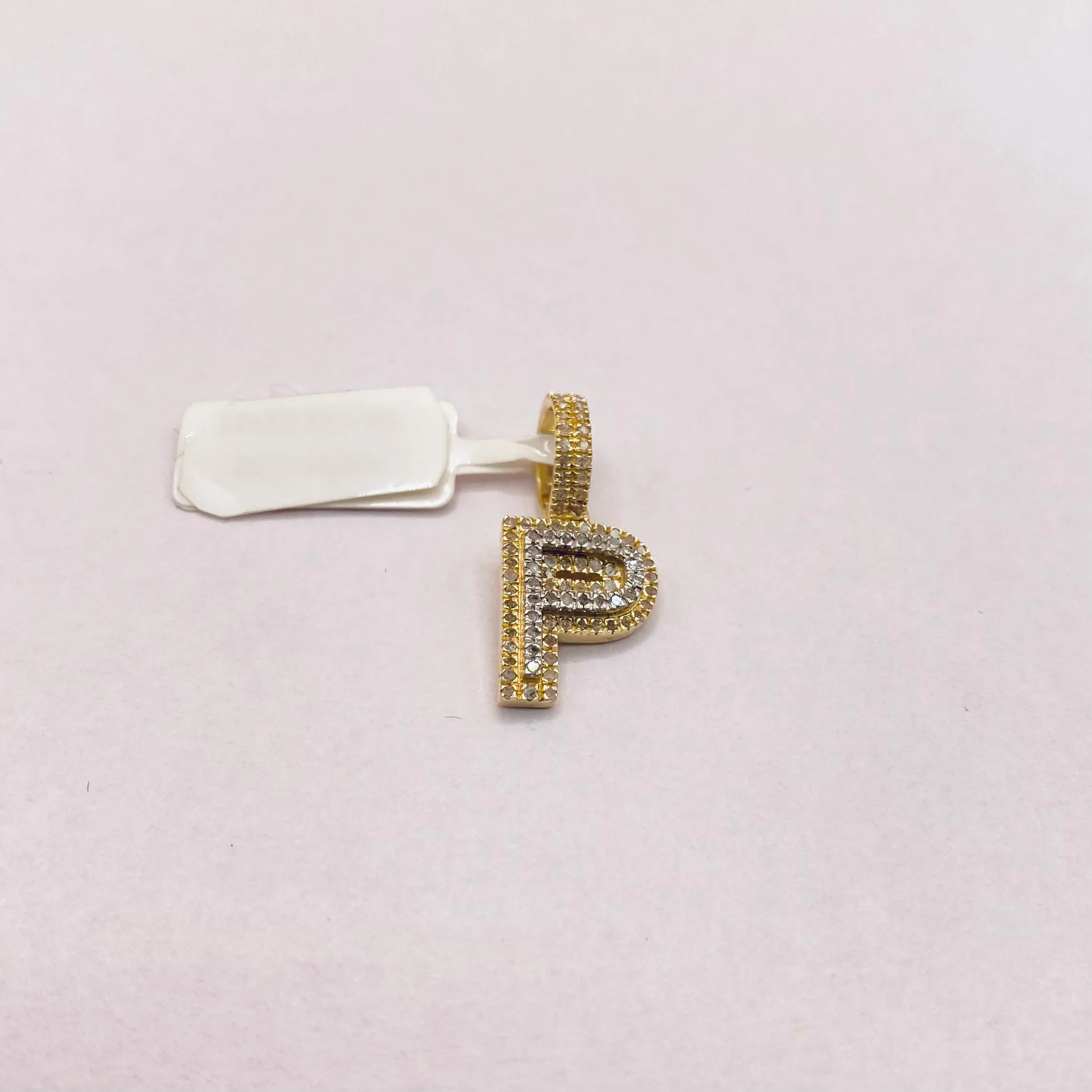 10K Yellow Gold Diamond Letter P Pendant / 1.6gr