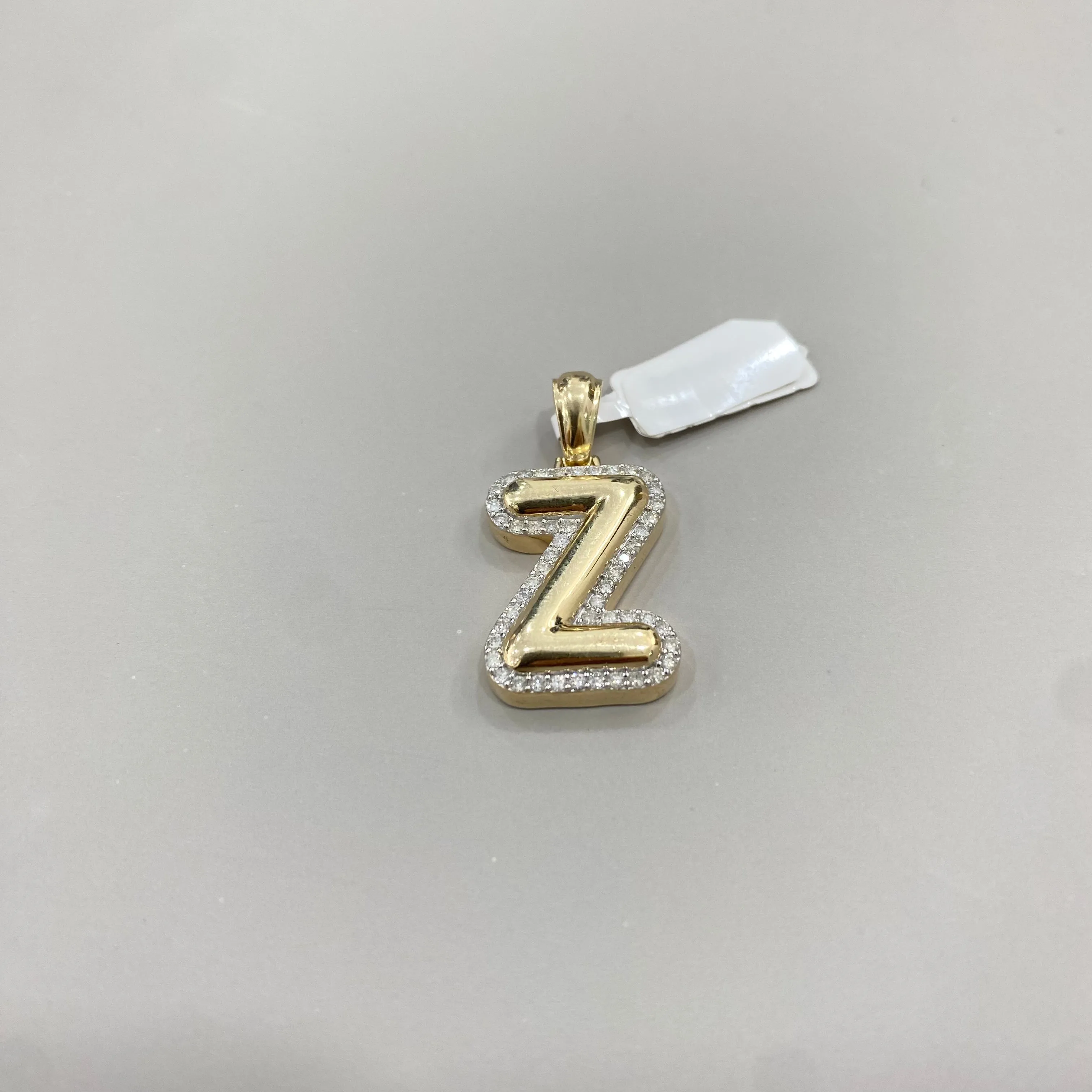 10K Yellow Gold Letter Z Pendant With Diamond 0.57Ct / 5.5gr