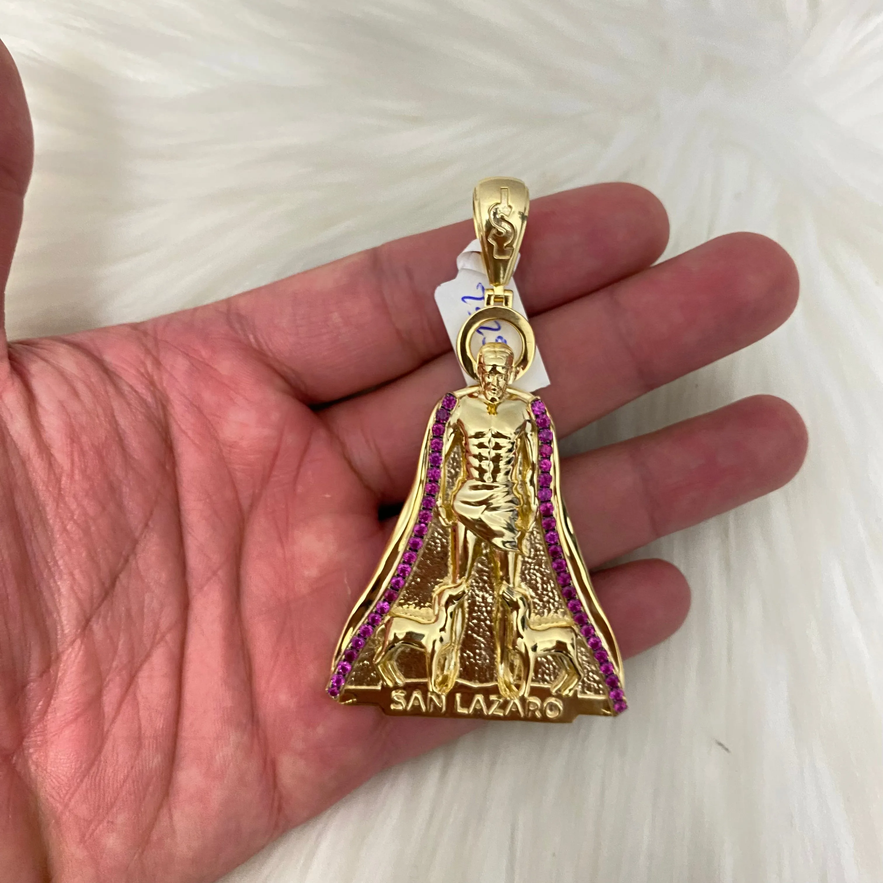 10K Yellow Gold San Lazaro Pendant / 2.44 Ruby / 25.4gr / 2.8in