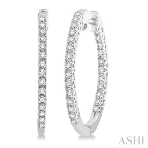 1/2 Ctw Round cut Diamond Hoop Earrings in 14K White Gold