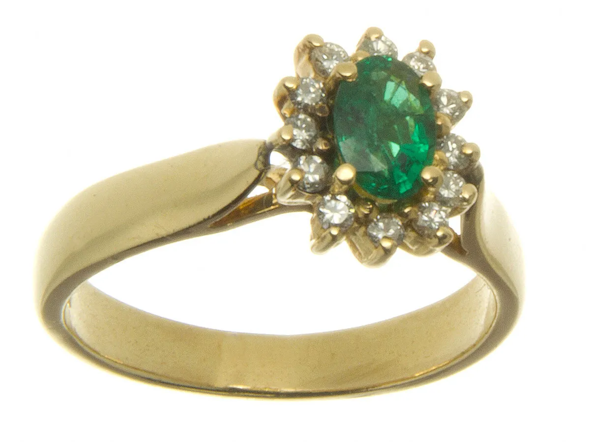 14K Emerald & Diamond Ring