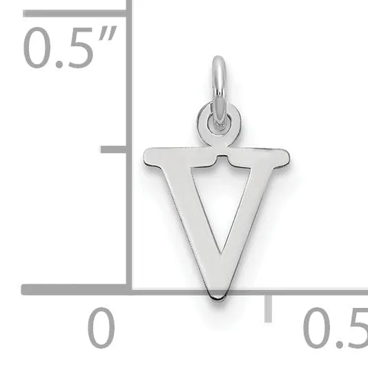 14k White Gold Cut-Out Letter V Initial Design Charm Pendant