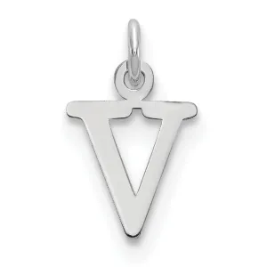 14k White Gold Cut-Out Letter V Initial Design Charm Pendant