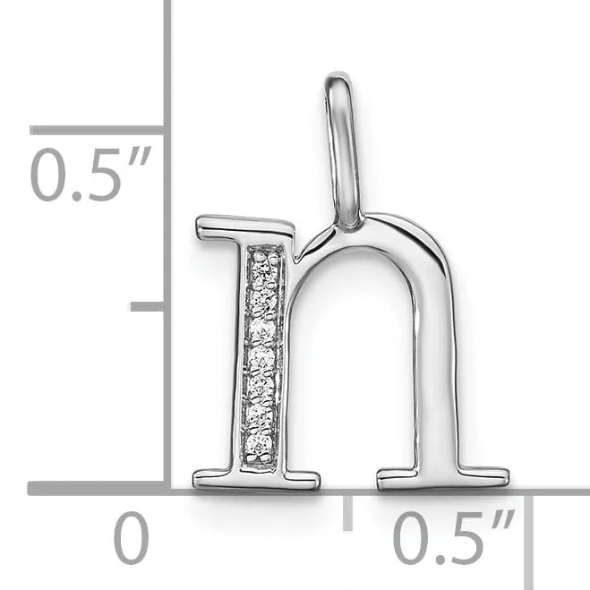 14K White Gold Diamond 0.025-CT Lower Case Style N Initial Charm Pendant