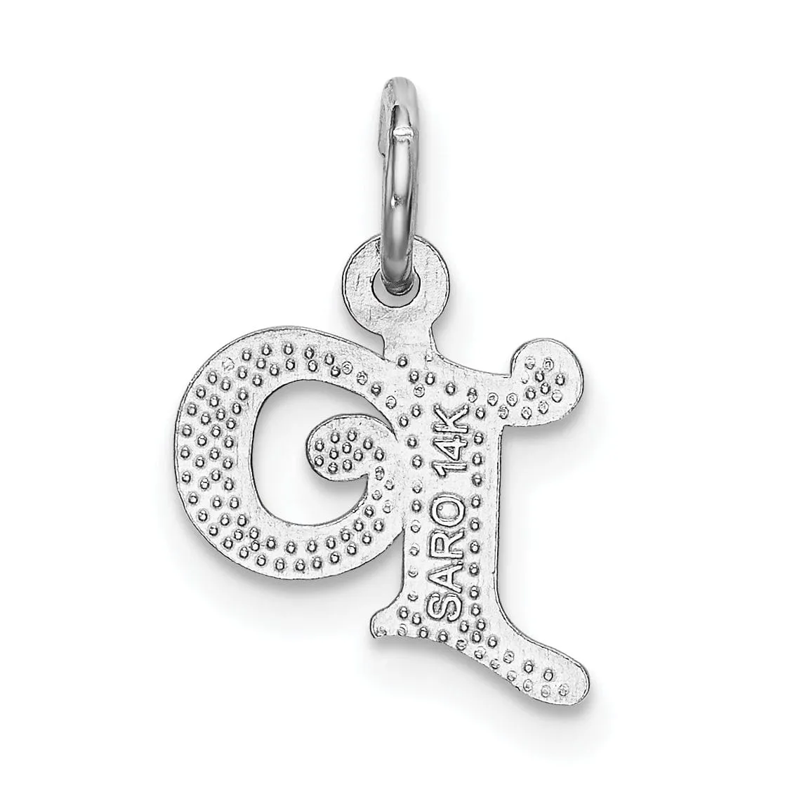 14k White Gold  Small Script Design Letter P Initial Charm Pendant