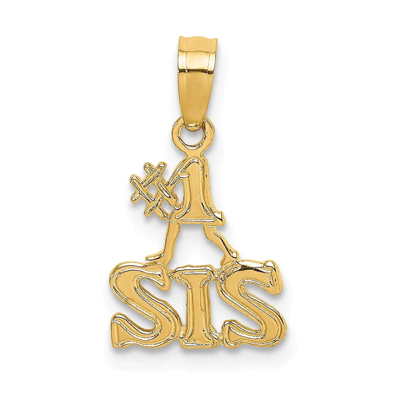 14K Yellow Gold Flat Back Polished Finish #1 SIS Charm Pendant