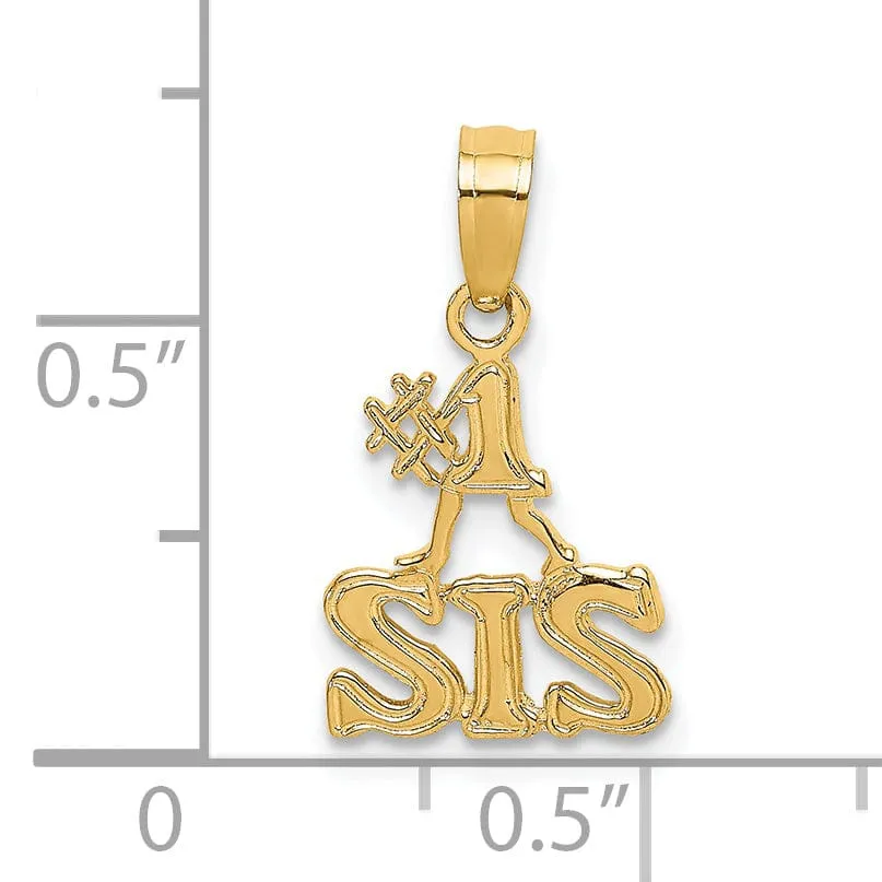 14K Yellow Gold Flat Back Polished Finish #1 SIS Charm Pendant