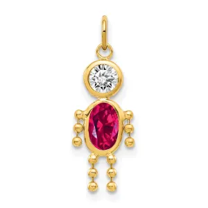 14k Yellow Gold July Boy Gemstone Charm