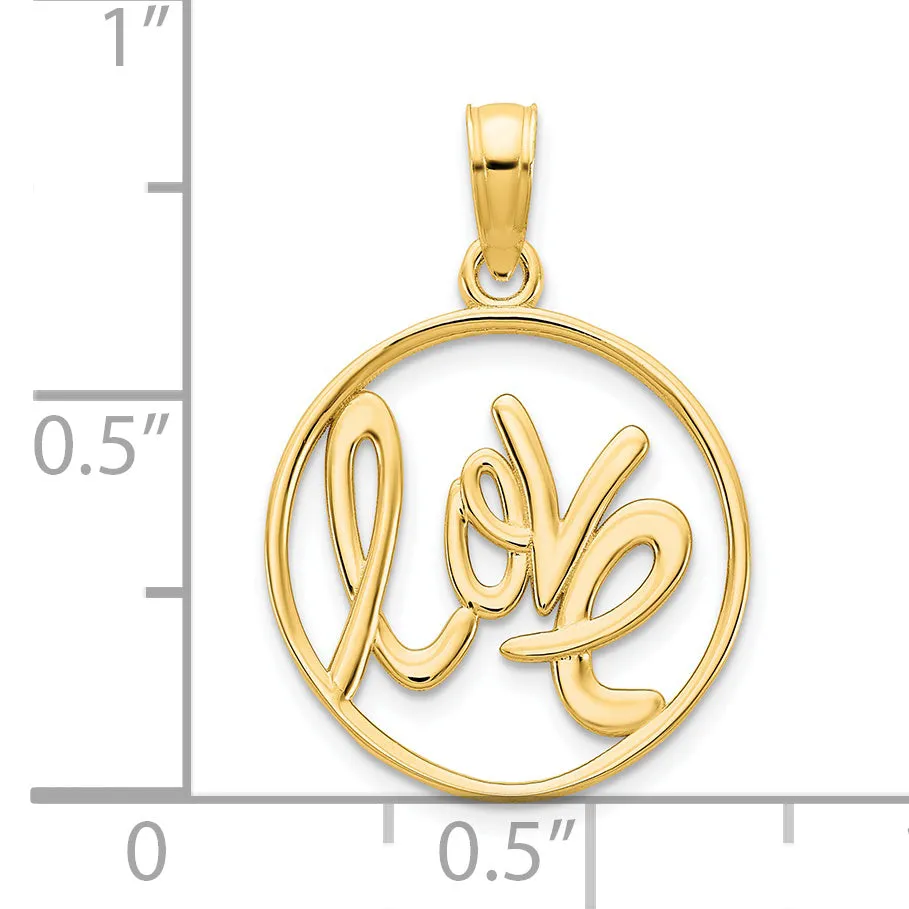 14k Yellow Gold Love Pendant Design