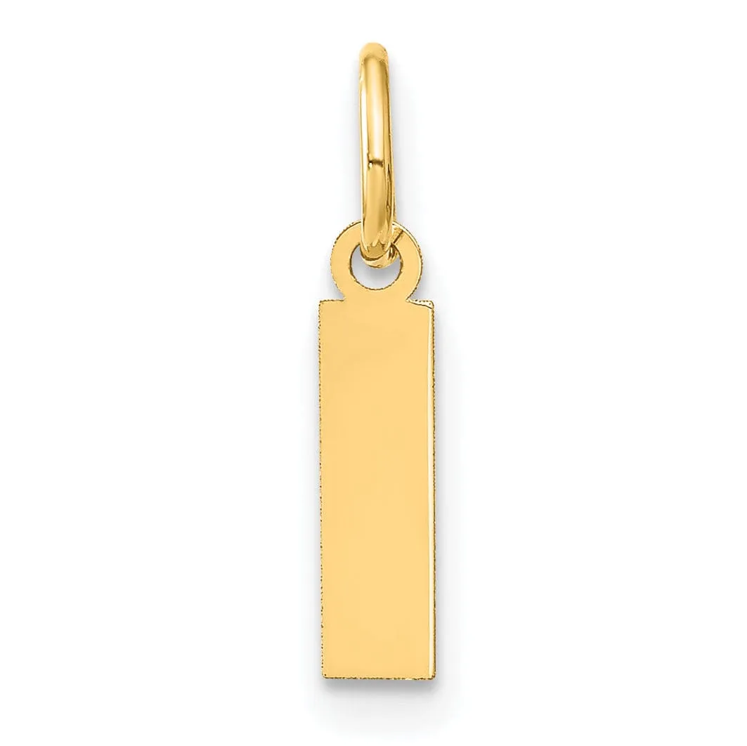 14k Yellow Gold  Small Size Letter I Initial Block Pendant