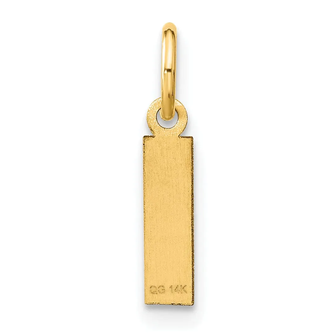 14k Yellow Gold  Small Size Letter I Initial Block Pendant