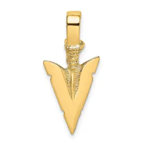 14K Yellow Gold Textured Polished Finish 3-Dimensional Arrowhead Charm Pendant