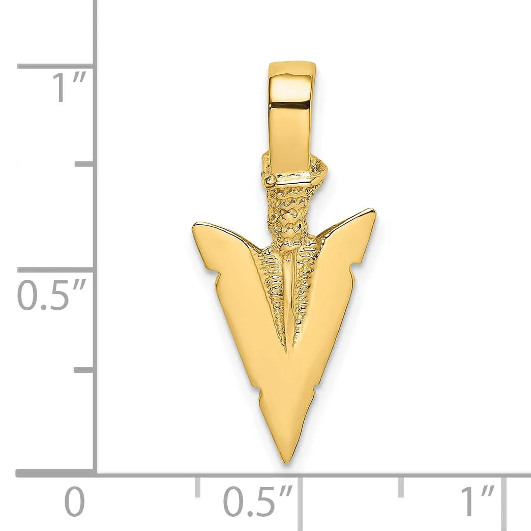 14K Yellow Gold Textured Polished Finish 3-Dimensional Arrowhead Charm Pendant