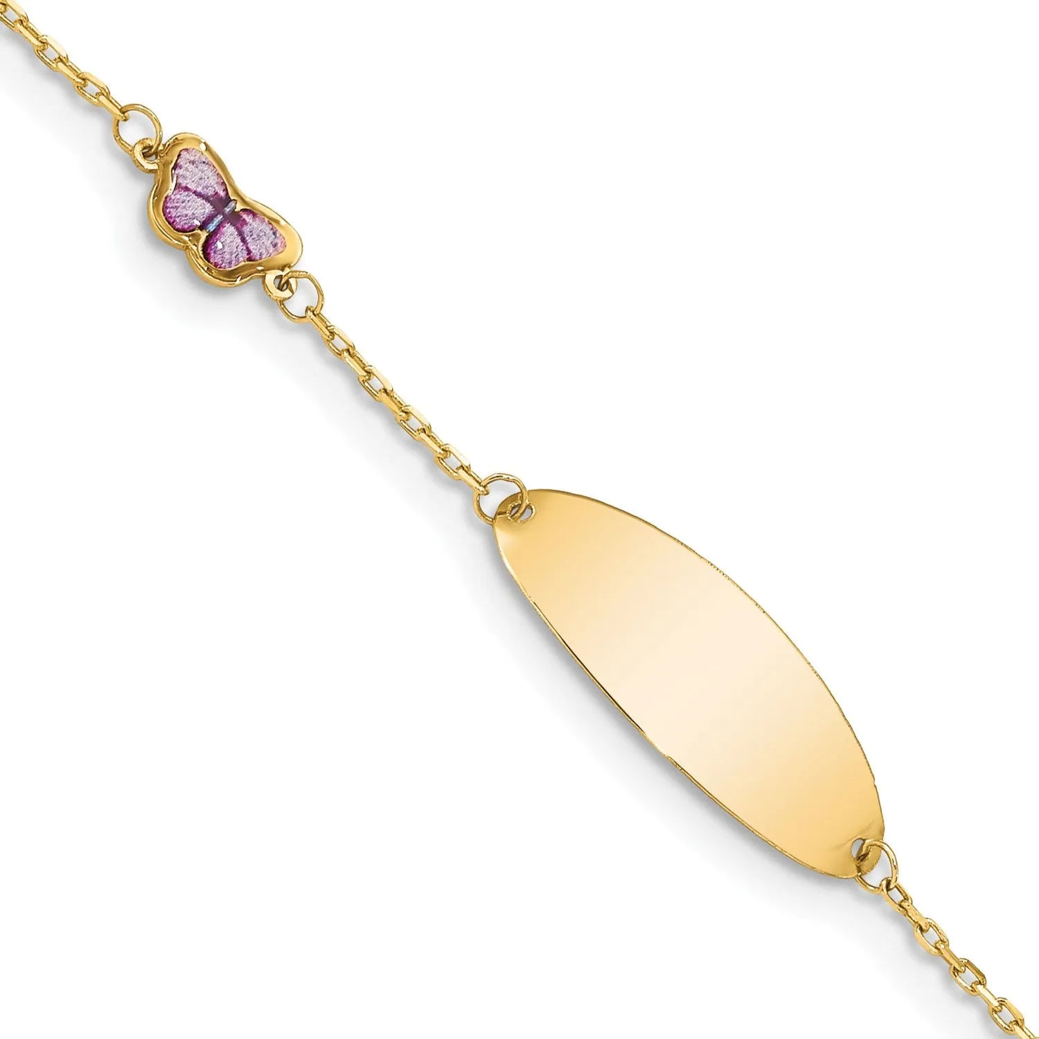 14KT Yellow Gold 5.5-inch Enamel Butterfly ID Bracelet w/.5-inch Extender