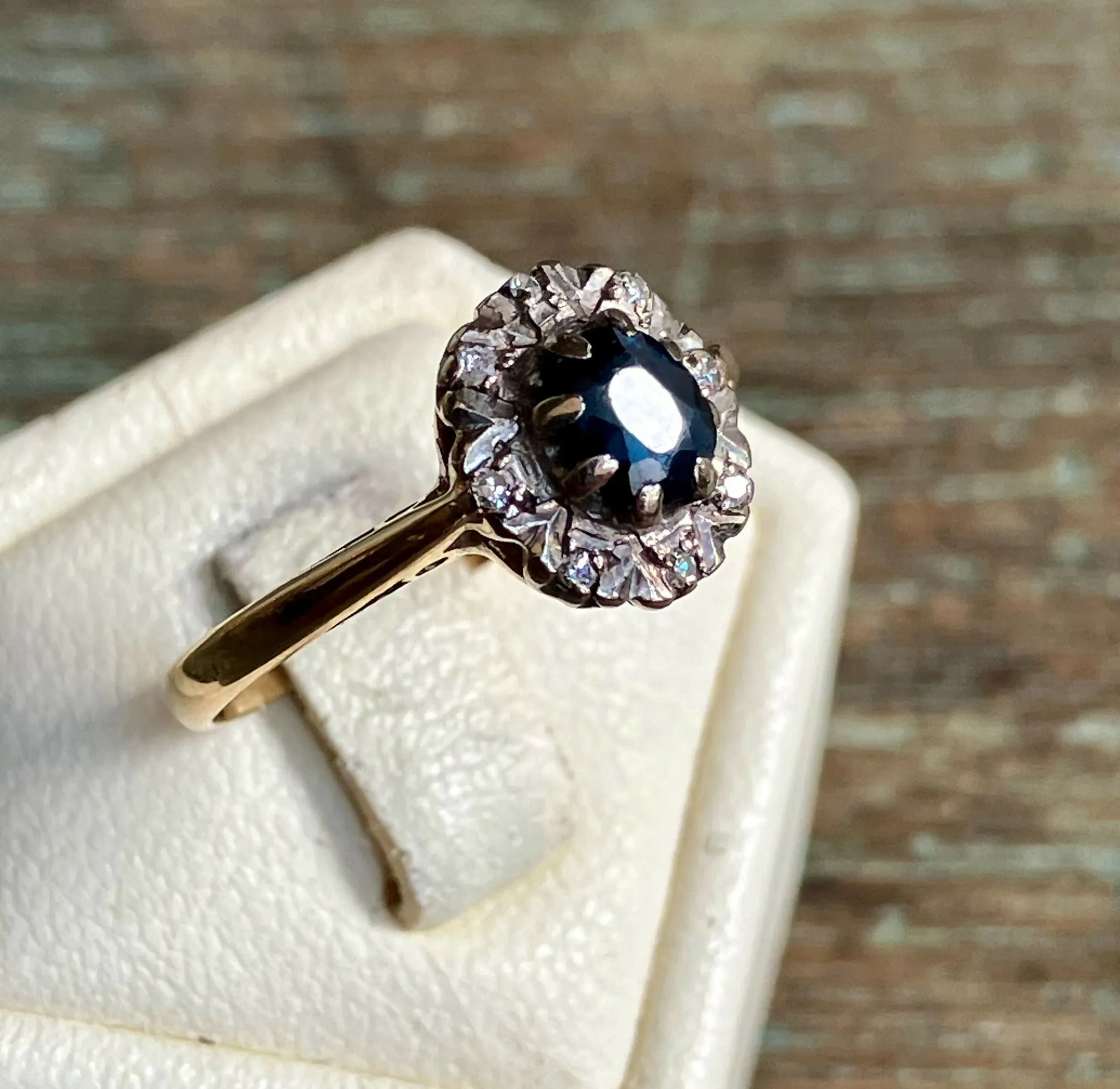 18ct Gold Sapphire & Diamond Cocktail Ring | Size J