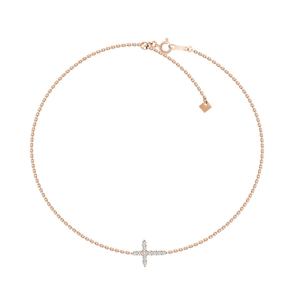 18K Diamond Cross Bracelet