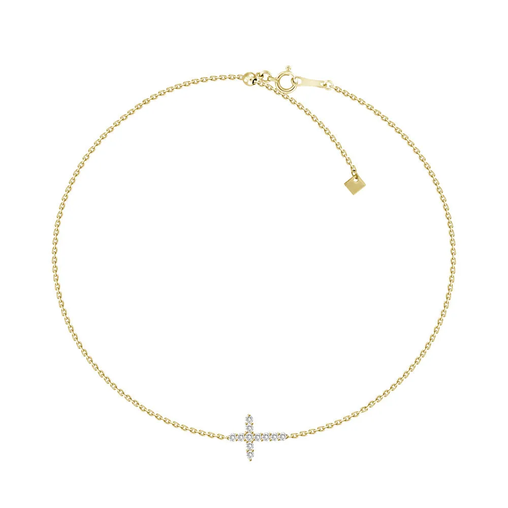 18K Diamond Cross Bracelet