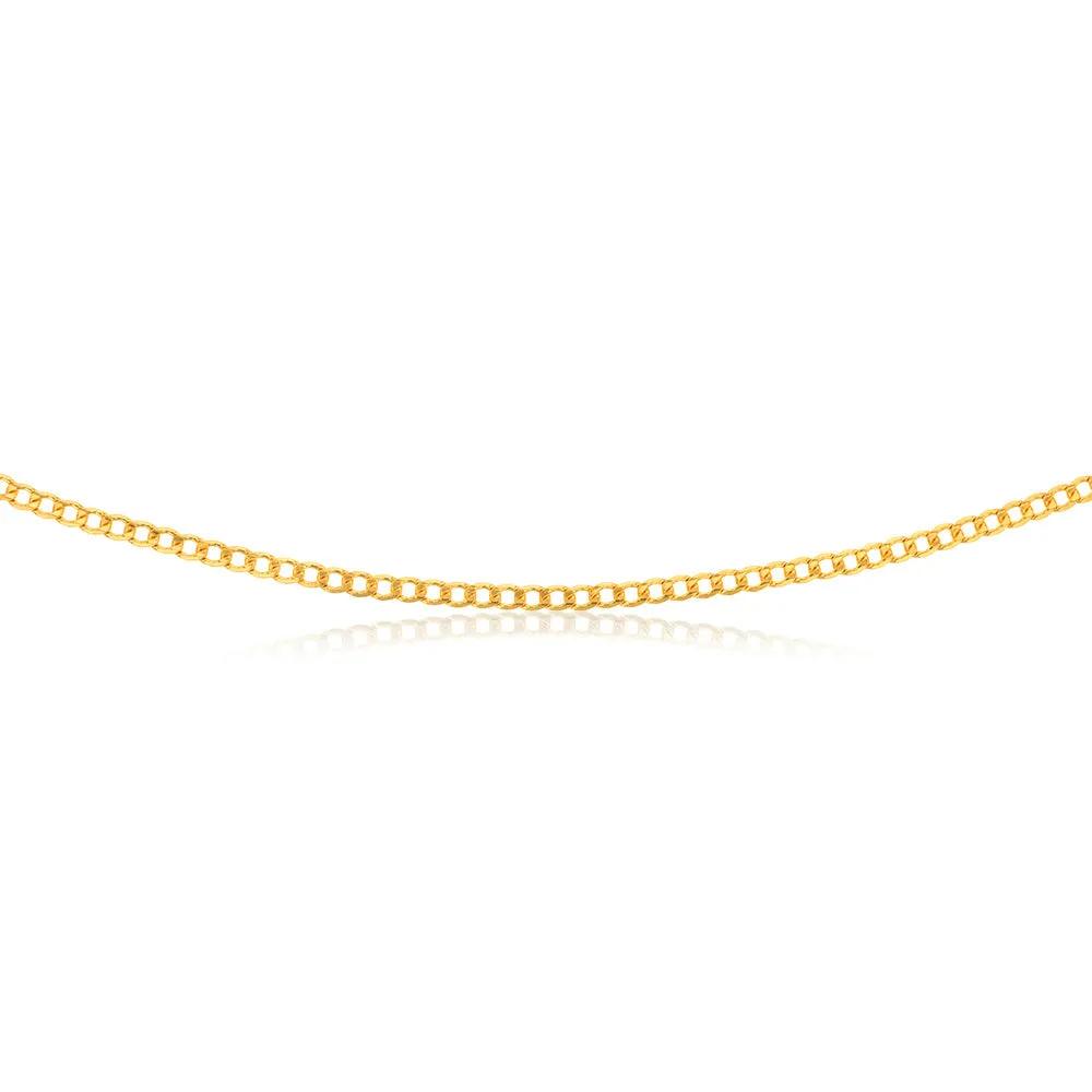 9ct Yellow Gold Silverfilled Bevelled Curb 80 Gauge 60cm Chain