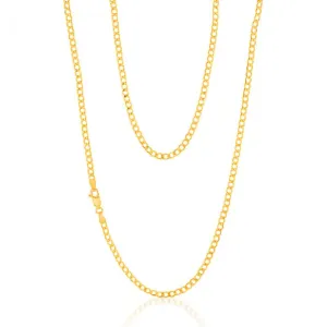 9ct Yellow Gold Silverfilled Bevelled Curb 80 Gauge 60cm Chain