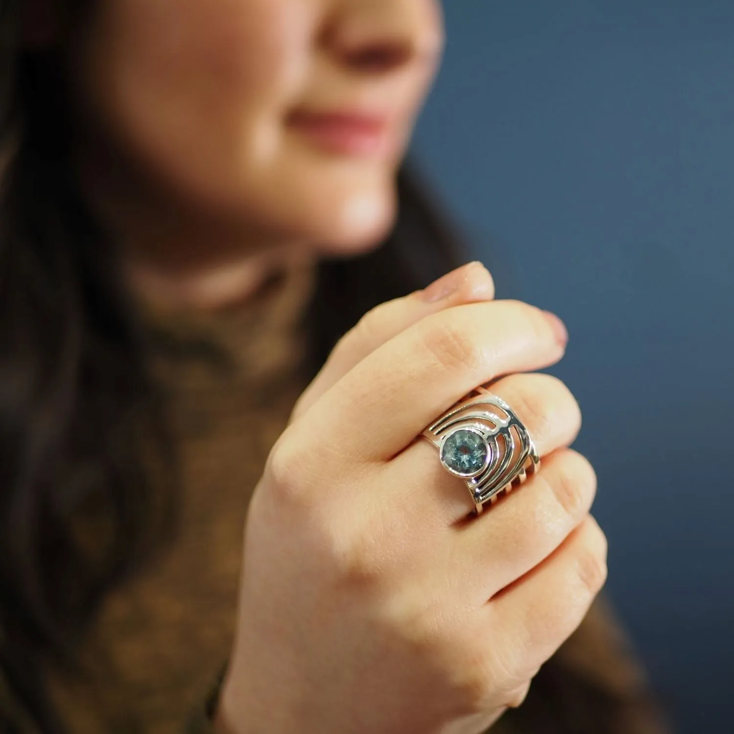 Adjustable Solar Ring in various gemstones