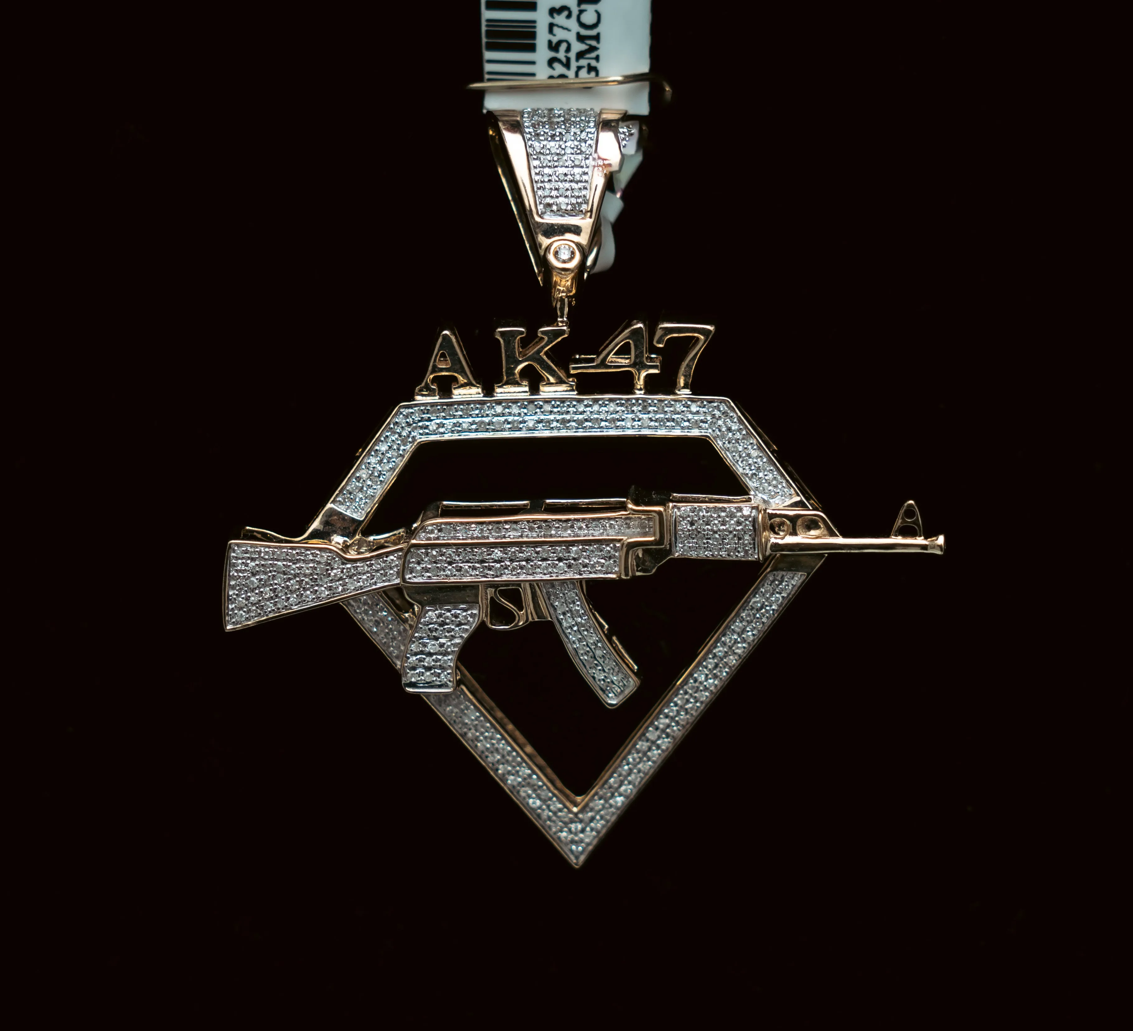 Ak 47 Diamond Pendant 10K Yellow Gold 0,61ct / 11.6gr