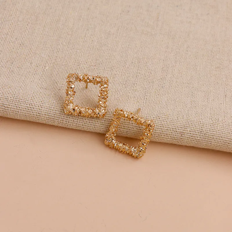 Alloy Geometric Square and Star Circle Earrings Set with Fashionable Twist