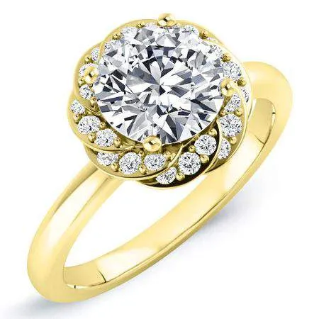 Almond - Round Moissanite Engagement Ring