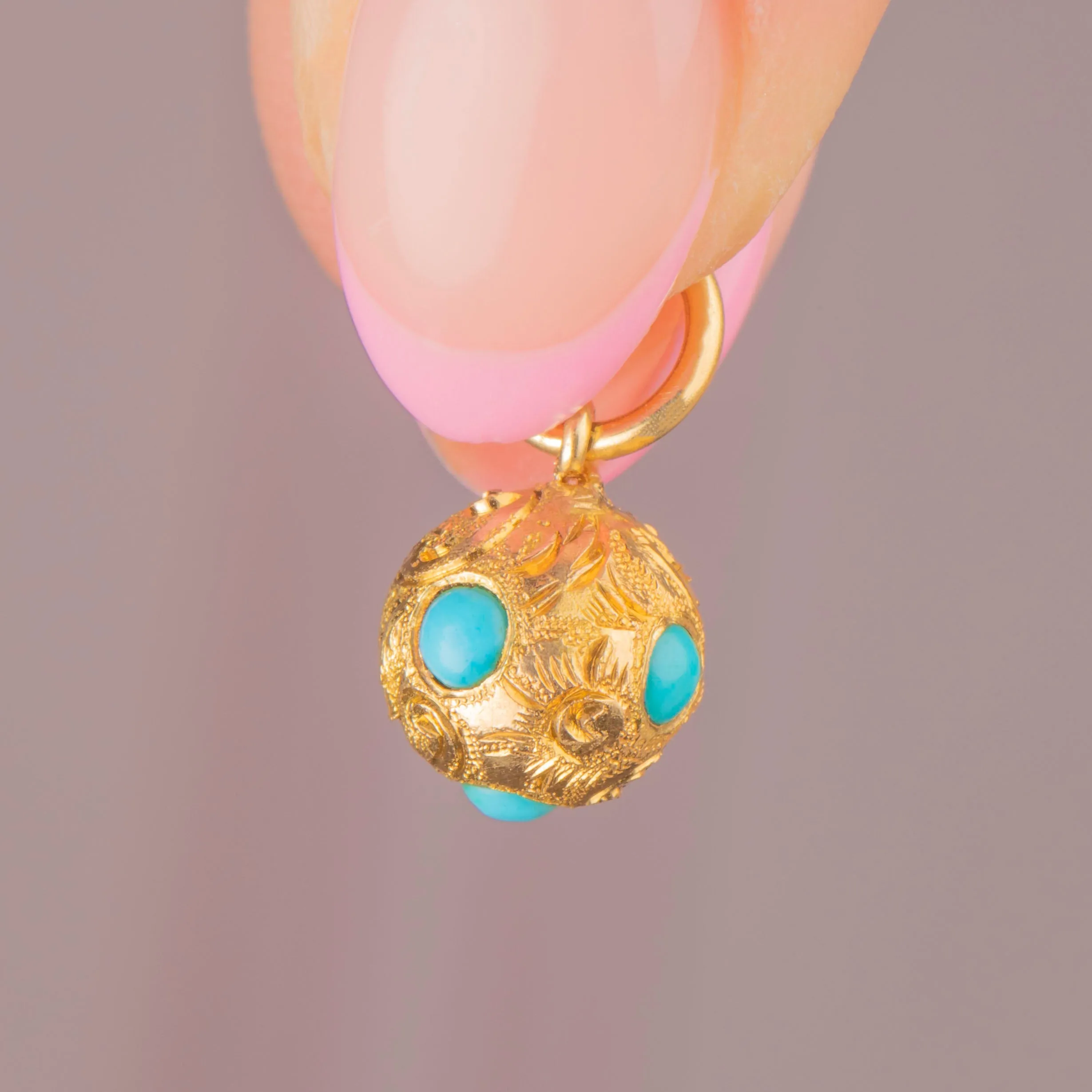 Antique 18ct Gold Turquoise Orb Charm