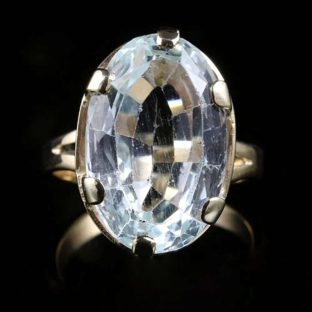 Antique Aquamarine Gold Ring 16Ct In Size Fabulous Aquamarine