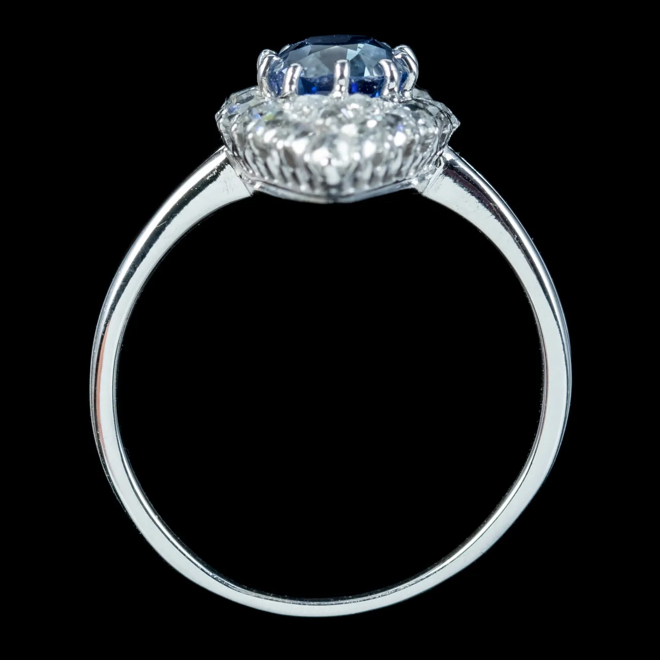 Antique Art Deco Sapphire Diamond Navette Ring 1.75ct Sapphire