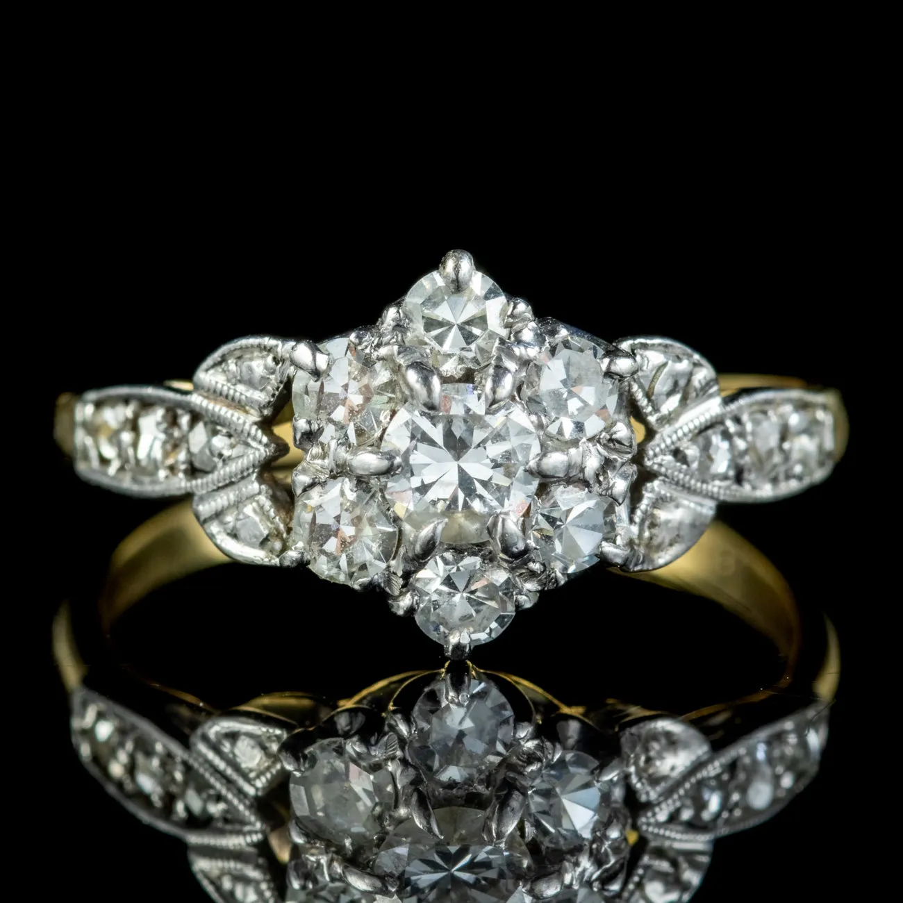 Antique Edwardian Diamond Cluster Ring 0.85ct Of Diamond Circa 1905