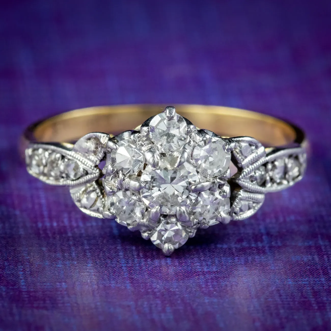 Antique Edwardian Diamond Cluster Ring 0.85ct Of Diamond Circa 1905