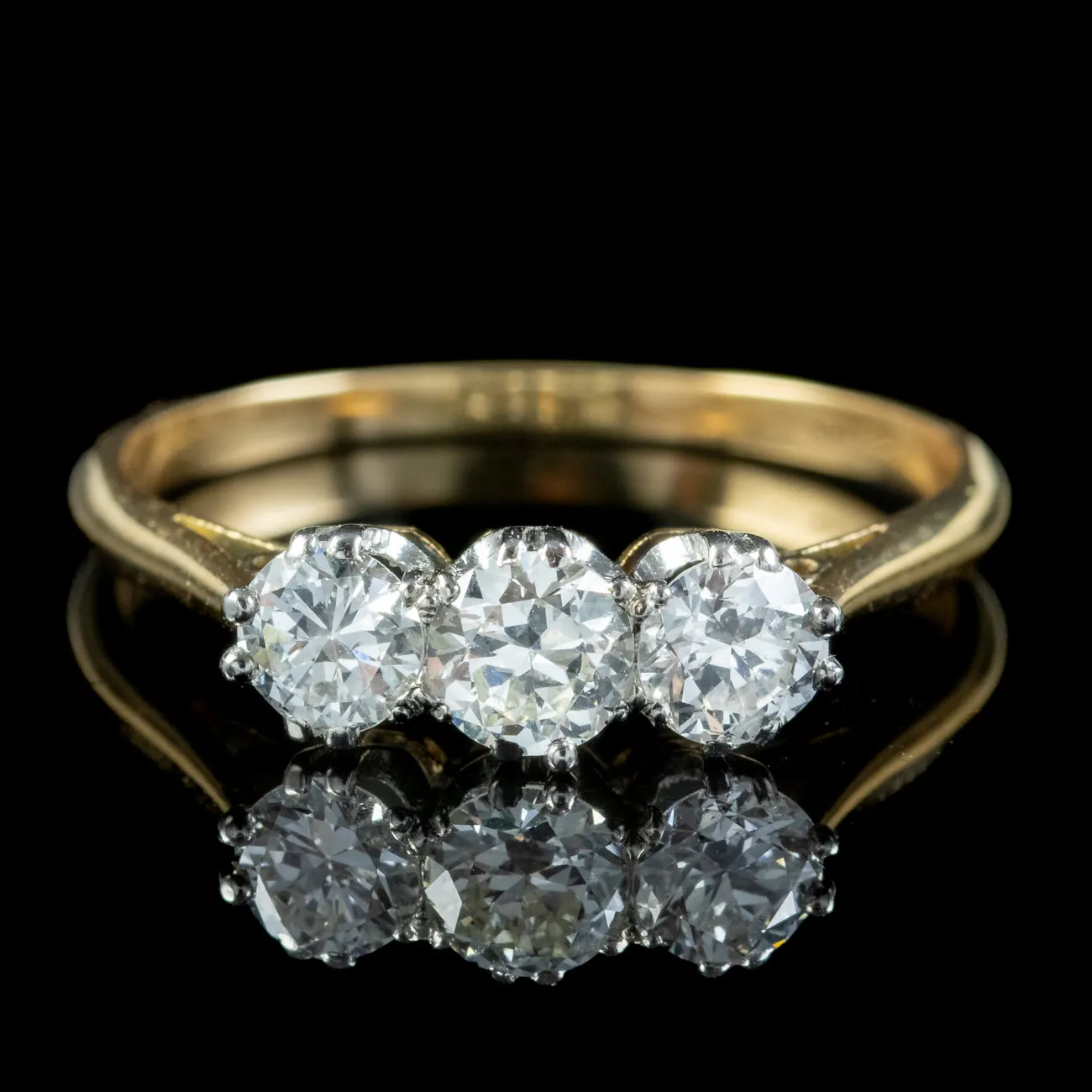 Antique Edwardian Diamond Trilogy Ring 0.75ct Of Diamond