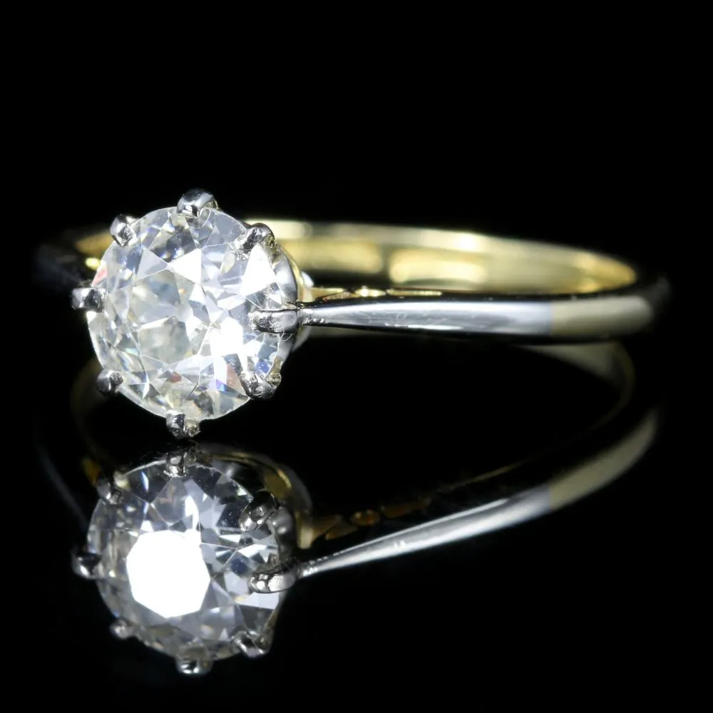 Antique Victorian Diamond Engagement Ring Solitaire 1.30Ct Circa 1900