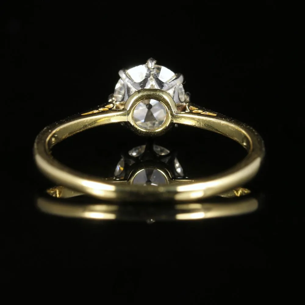 Antique Victorian Diamond Engagement Ring Solitaire 1.30Ct Circa 1900