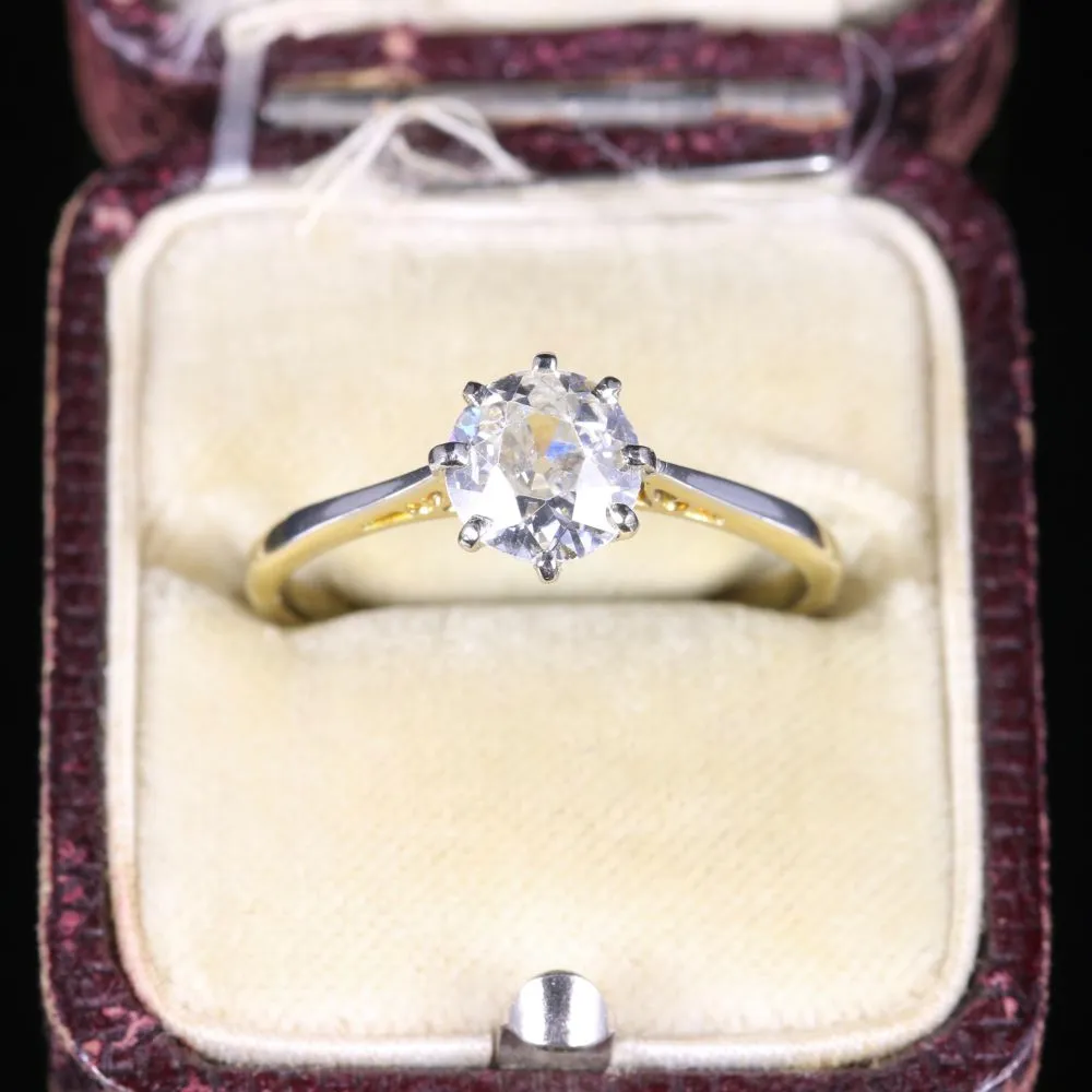 Antique Victorian Diamond Engagement Ring Solitaire 1.30Ct Circa 1900