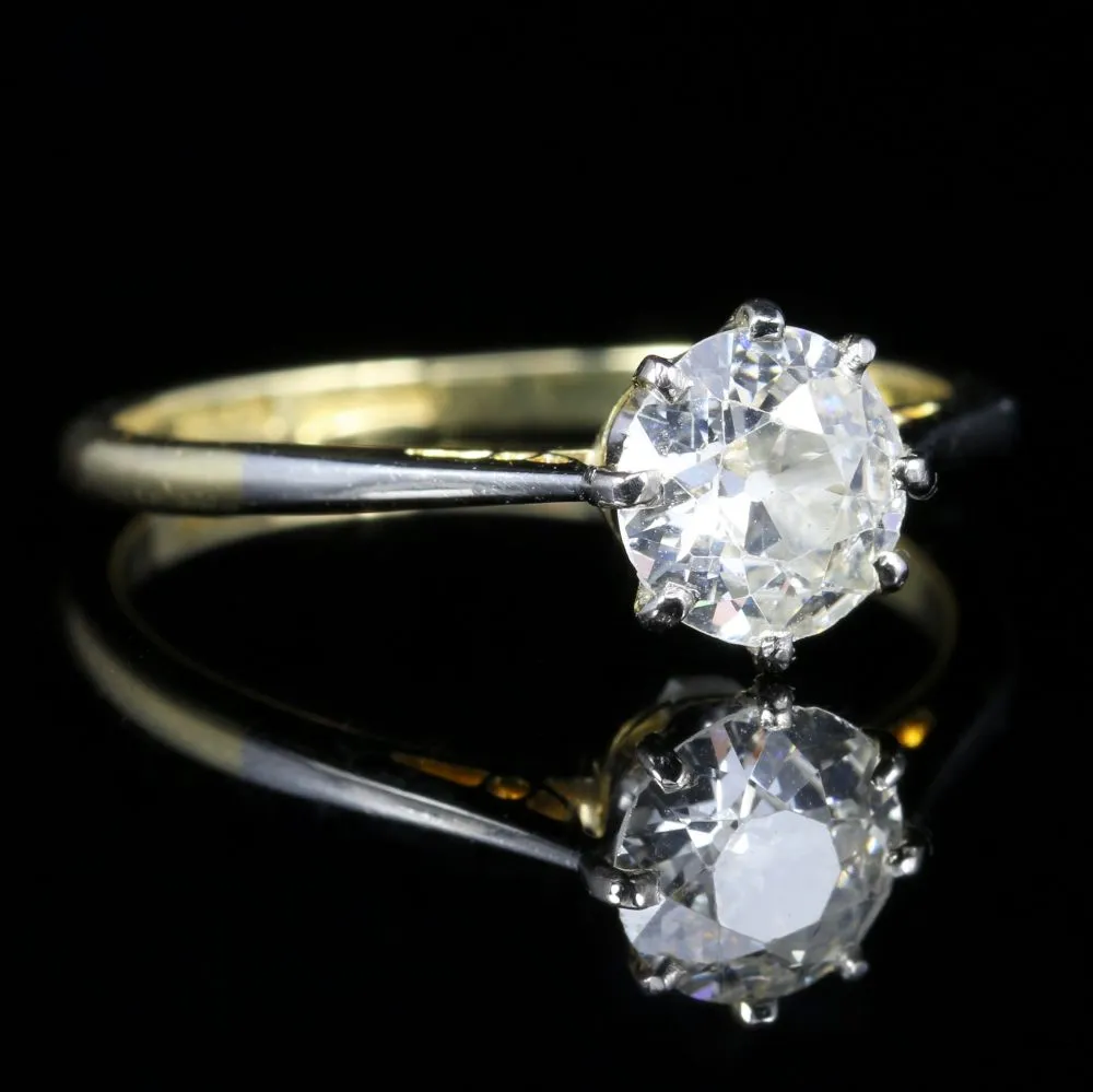 Antique Victorian Diamond Engagement Ring Solitaire 1.30Ct Circa 1900