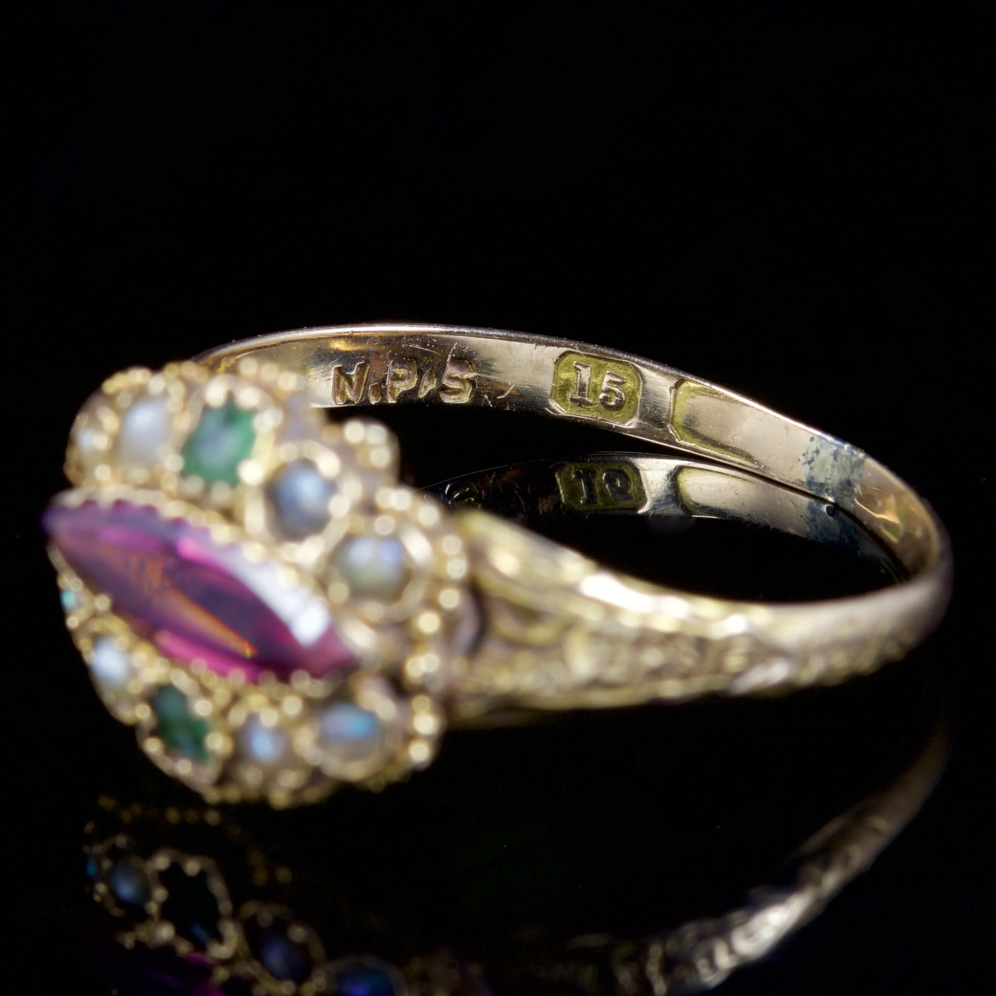 Antique Victorian Suffragette Ring 15Ct Gold Circa 1900