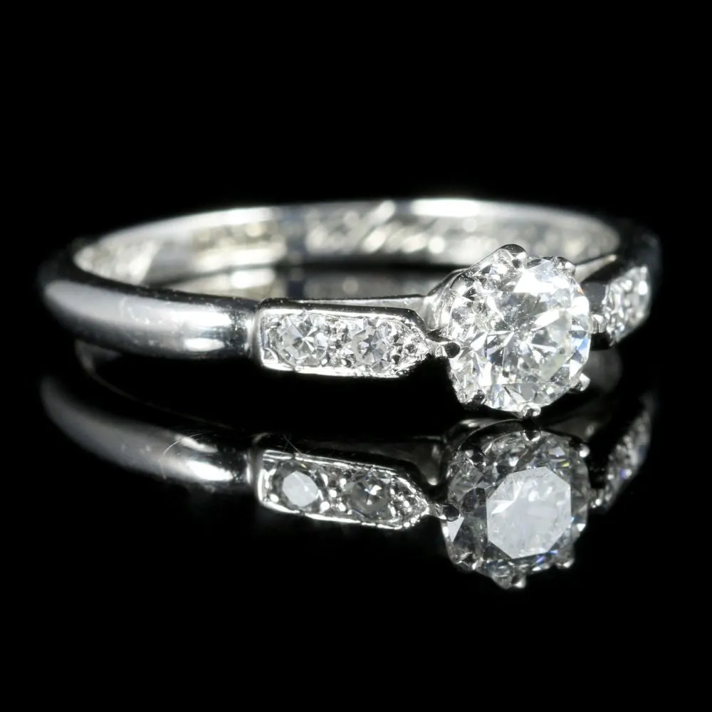 Antique Edwardian Diamond Engagement Ring Solitaire Platinum