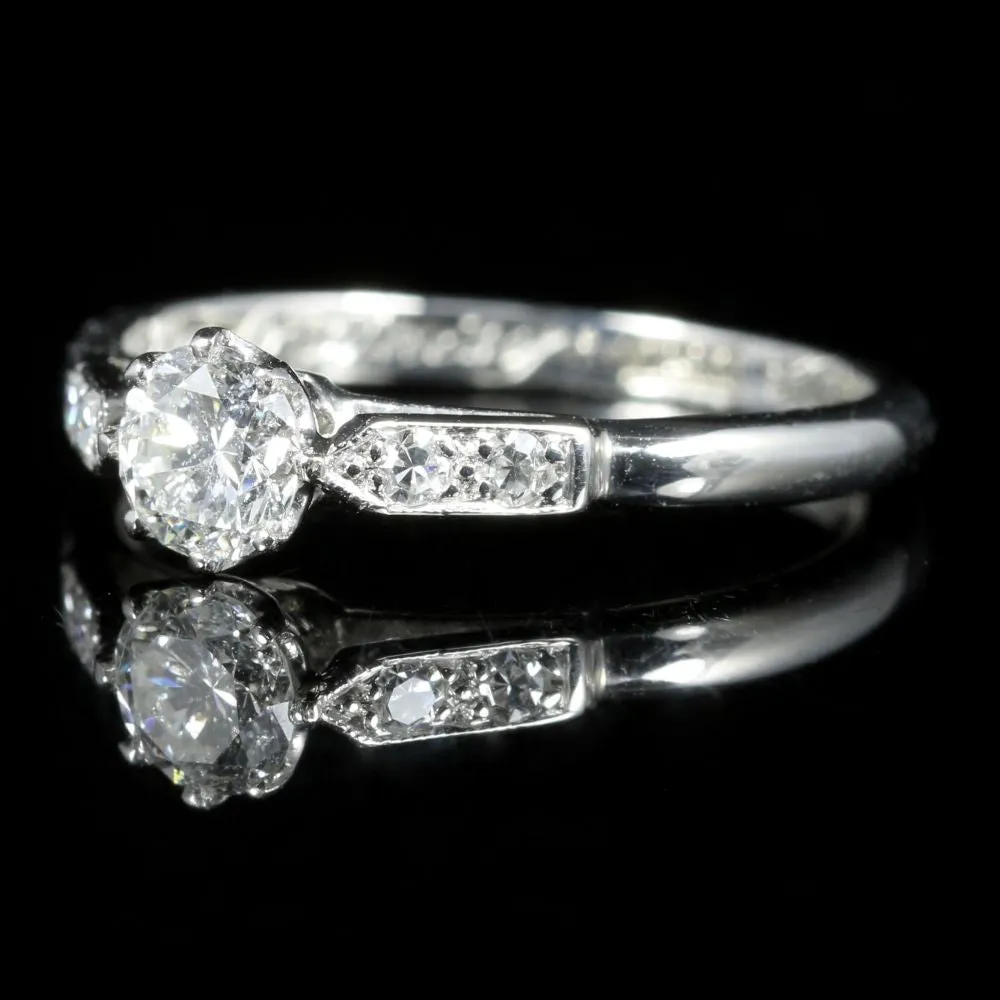 Antique Edwardian Diamond Engagement Ring Solitaire Platinum