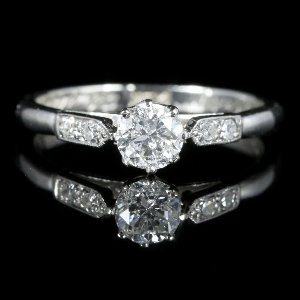 Antique Edwardian Diamond Engagement Ring Solitaire Platinum