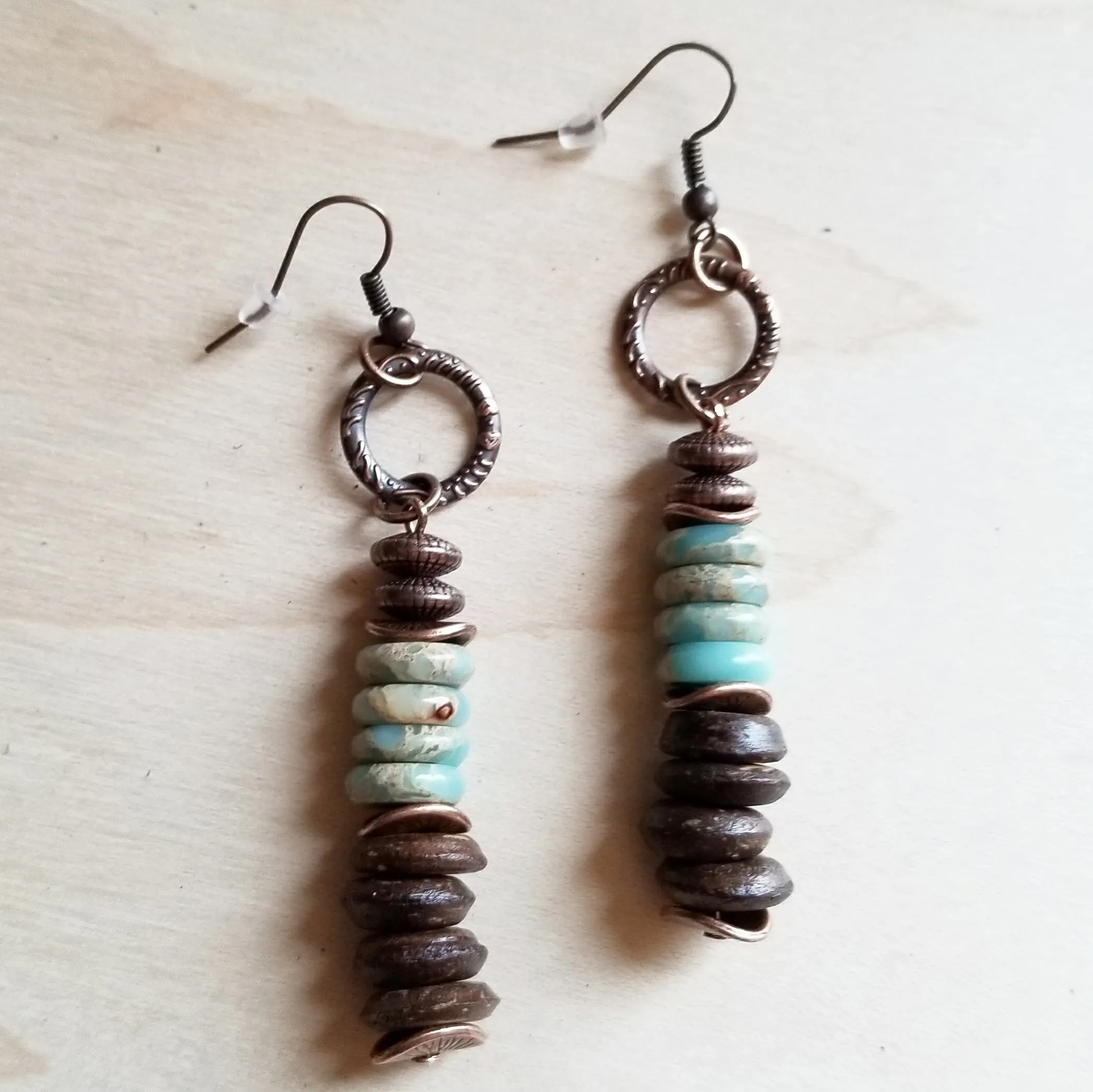 Aqua Terra and Wood Earrings 238R