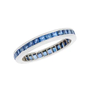 Art Deco Platinum Sapphire Eternity Band