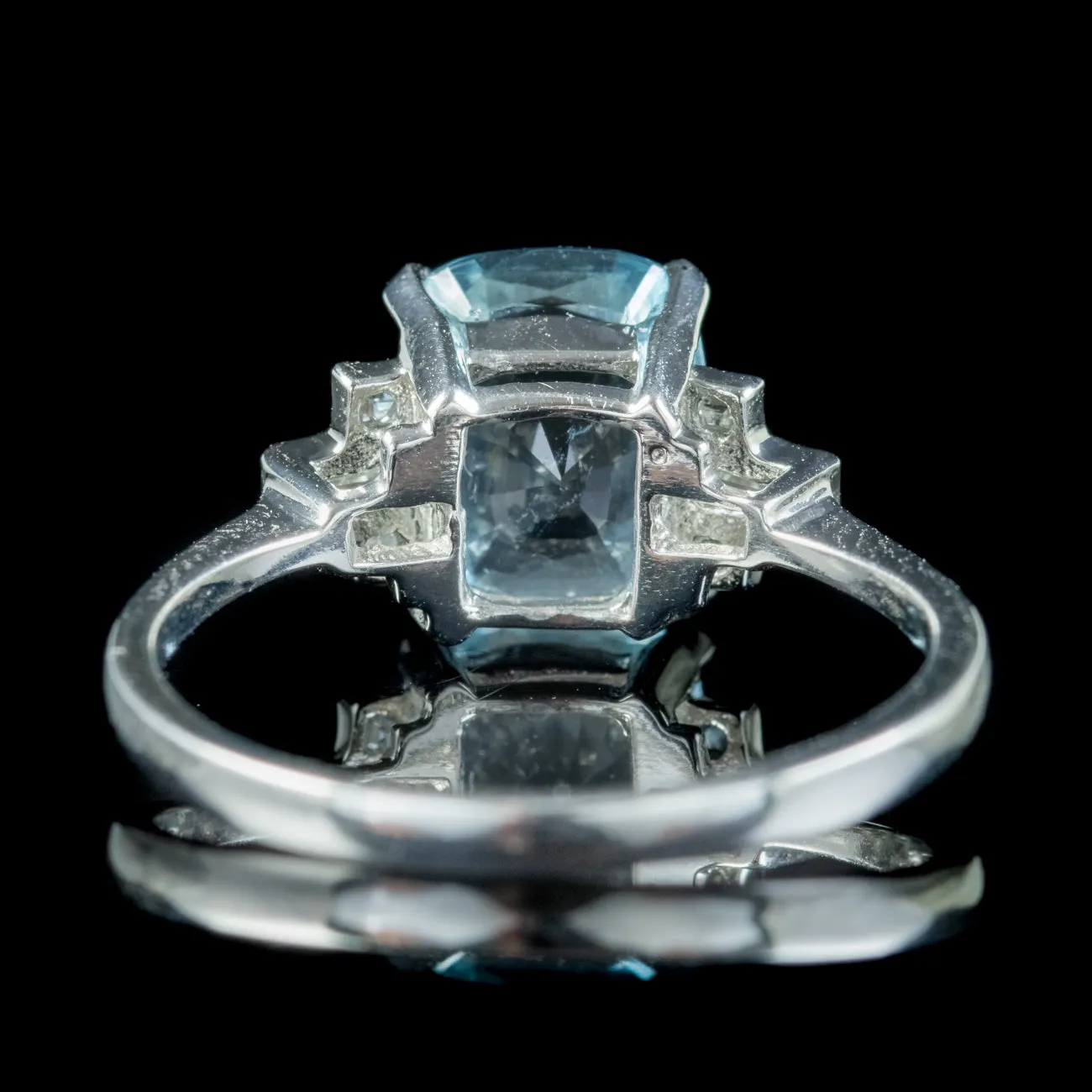 Art Deco Style Aquamarine Diamond Ring 2.5ct Aqua