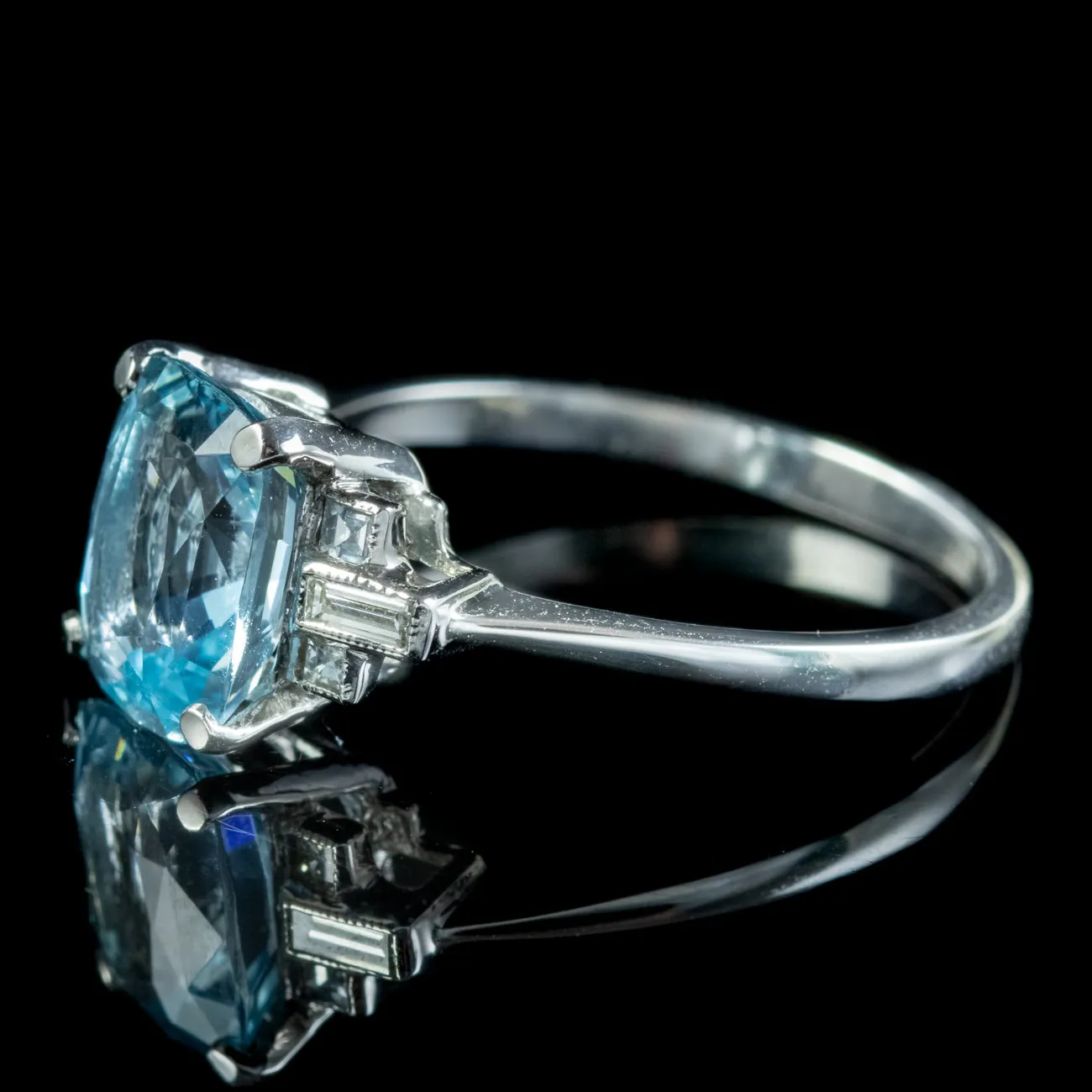 Art Deco Style Aquamarine Diamond Ring 2.5ct Aqua