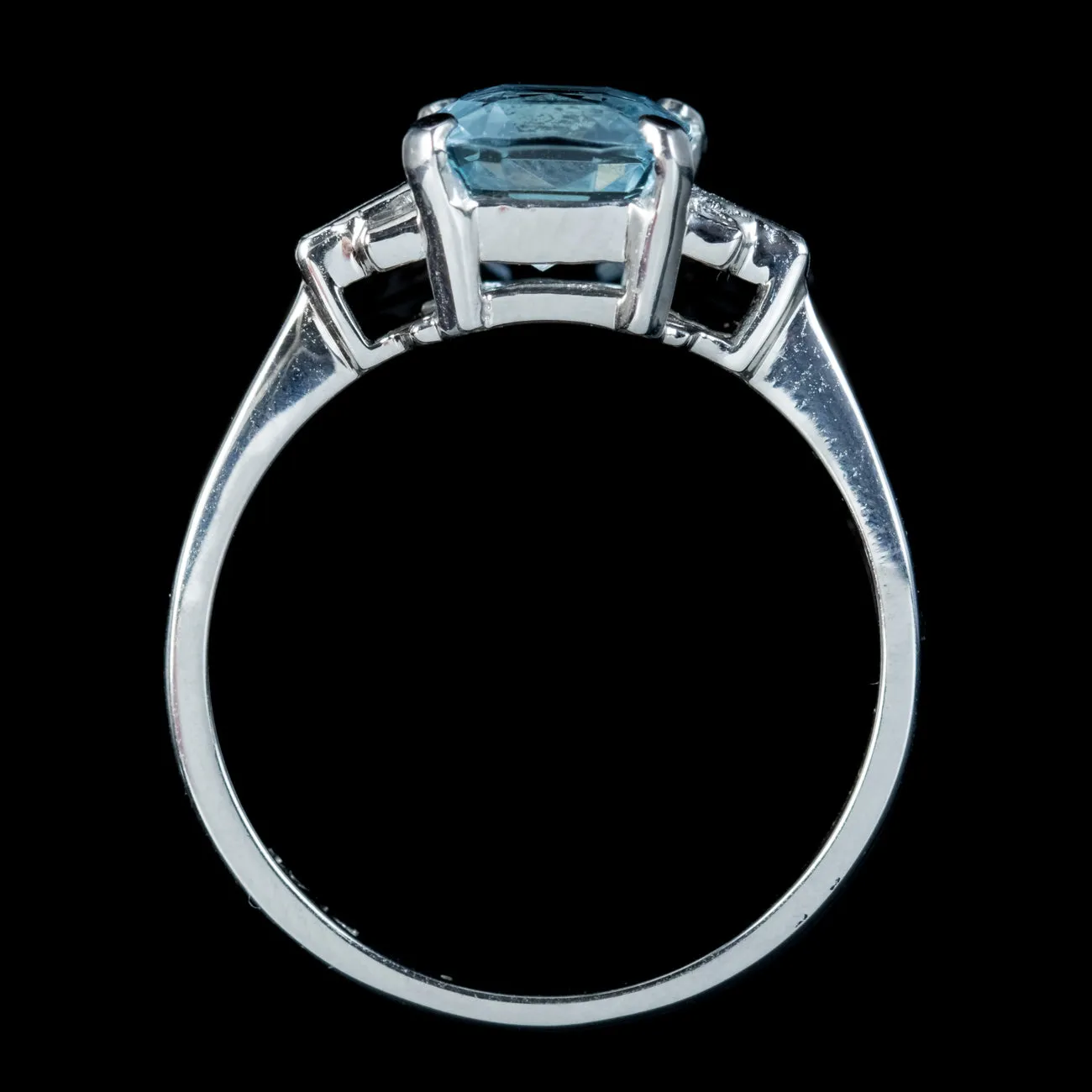 Art Deco Style Aquamarine Diamond Ring 2.5ct Aqua